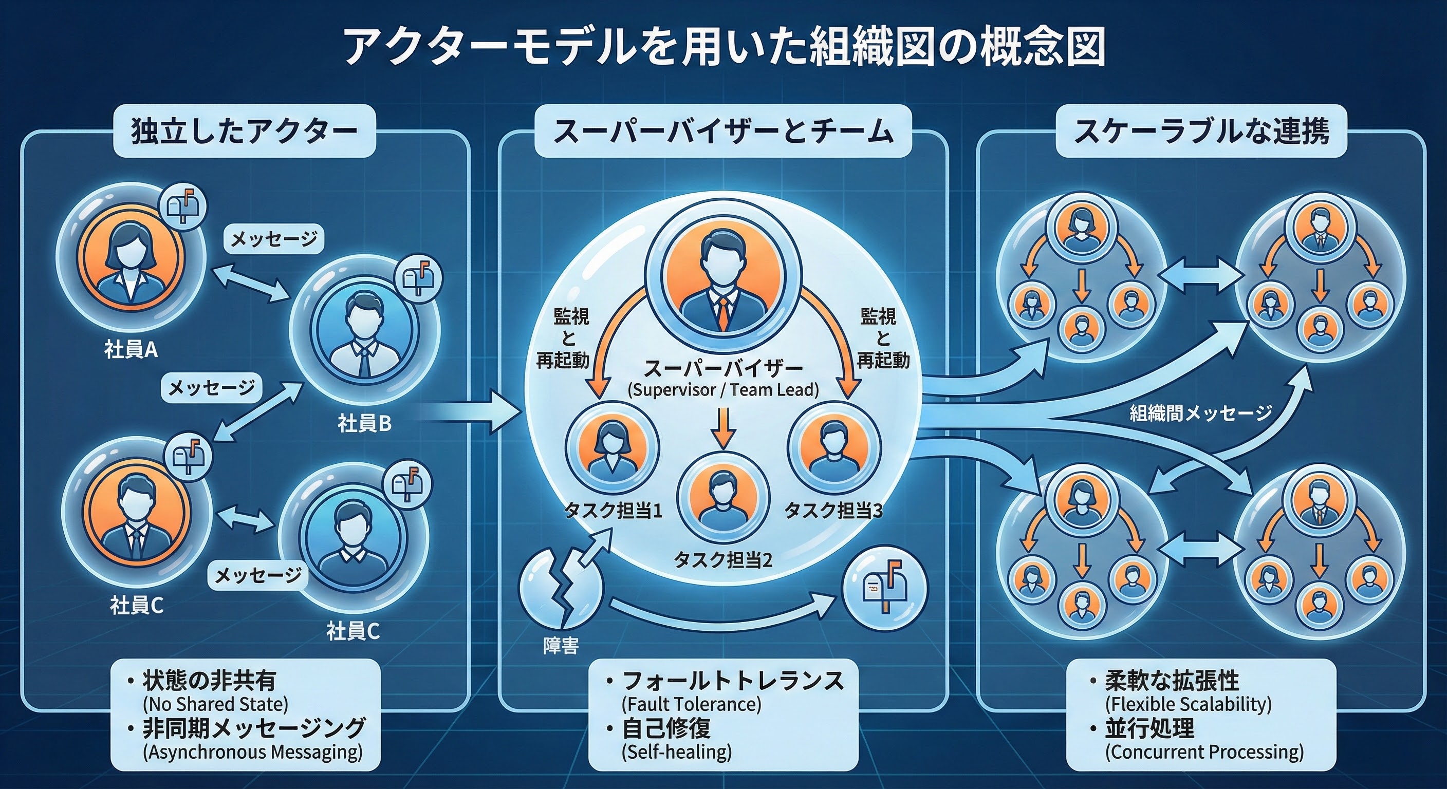 アクターモデルを用いた組織図の概念図